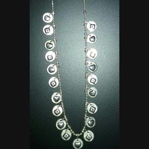 Pretty Sterling Silver Charm Dangle Necklace